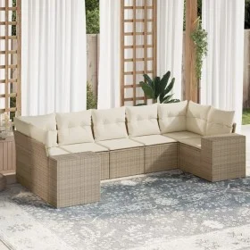 7-piece garden sofa set and beige synthetic rattan cushions by , Garden sets - Ref: Foro24-3255325, Price: 528,54 €, Discount: %