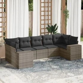 7-teiliges Gartensofa-Set mit grauen PE-Rattan-Kissen von , Gartensets - Ref: Foro24-3255327, Preis: 471,11 €, Rabatt: %