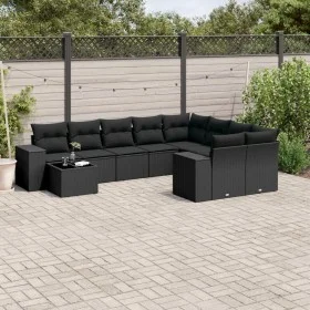 Gartensofa-Set 10-teilig mit schwarzen synthetischen Rattankissen von , Gartensets - Ref: Foro24-3255392, Preis: 655,82 €, Ra...