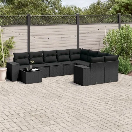 Garden sofa set 10 pieces with black synthetic rattan cushions by , Garden sets - Ref: Foro24-3255392, Price: 655,82 €, Disco...
