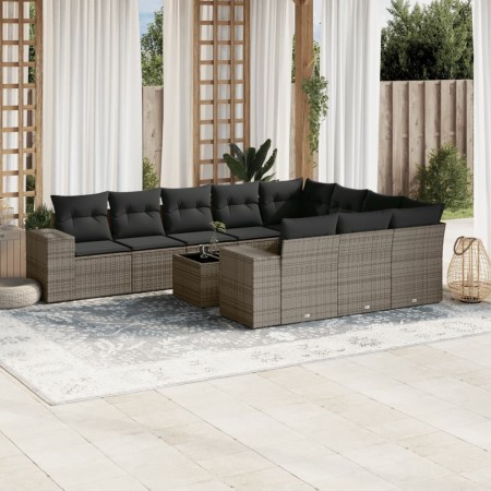 Set de sofás de jardín 11 pzas y cojines ratán sintético gris de , Conjuntos de jardín - Ref: Foro24-3255437, Precio: 650,34 ...