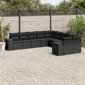 Garden sofa set 10 pieces with black synthetic rattan cushions by , Garden sets - Ref: Foro24-3255442, Price: 636,17 €, Disco...