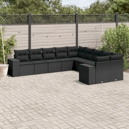 Garden sofa set 10 pieces with black synthetic rattan cushions by , Garden sets - Ref: Foro24-3255442, Price: 636,17 €, Disco...
