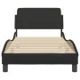 Bed frame with headboard black synthetic leather 90x190 cm by , Beds and slatted bases - Ref: Foro24-373098, Price: 109,66 €,...