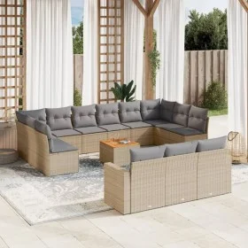Gartensofa-Set 14-teilig und beige synthetische Rattankissen-Mischung von , Gartensets - Ref: Foro24-3256696, Preis: 880,23 €...