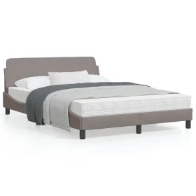 Bed frame with headboard in taupe gray fabric 120x200 cm by , Beds and slatted bases - Ref: Foro24-373149, Price: 168,89 €, D...