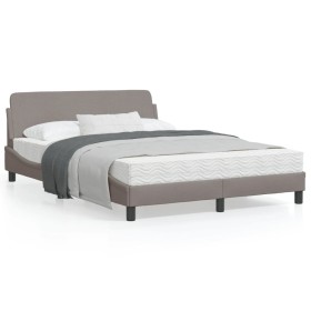 Bed frame with headboard in taupe gray fabric 140x200 cm by , Beds and slatted bases - Ref: Foro24-373189, Price: 164,83 €, D...