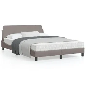 Bed frame with headboard in taupe gray fabric 140x200 cm by , Beds and slatted bases - Ref: Foro24-373189, Price: 164,83 €, D...
