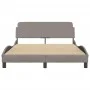 Bed frame with headboard in taupe gray fabric 140x200 cm by , Beds and slatted bases - Ref: Foro24-373189, Price: 164,83 €, D...