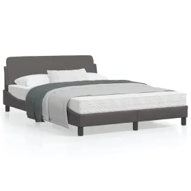 Bed frame with headboard gray synthetic leather 120x200cm by , Beds and slatted bases - Ref: Foro24-373161, Price: 147,37 €, ...