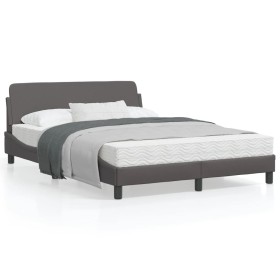 Bettgestell mit Kopfteil aus grauem Kunstleder 120x200cm von , Betten und Lattenroste - Ref: Foro24-373161, Preis: 149,83 €, ...