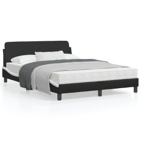 Black white synthetic leather headboard bed frame 120x200cm by , Beds and slatted bases - Ref: Foro24-373163, Price: 168,08 €...