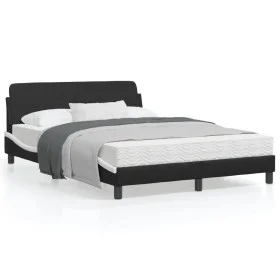 Black white synthetic leather headboard bed frame 120x200cm by , Beds and slatted bases - Ref: Foro24-373163, Price: 111,51 €...