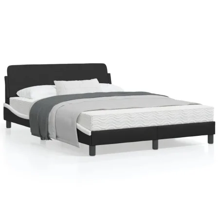 Black white synthetic leather headboard bed frame 120x200cm by , Beds and slatted bases - Ref: Foro24-373163, Price: 111,51 €...