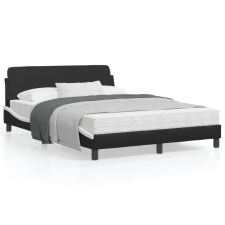 Estructura cama cabecero cuero sintético negro blanco 120x200cm de , Camas y somieres - Ref: Foro24-373163, Precio: 167,80 €