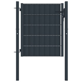 Puerta de valla de PVC y acero gris antracita 100x81 cm