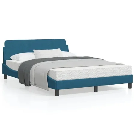 Estructura de cama con cabecero terciopelo azul 120x200 cm de , Camas y somieres - Ref: Foro24-373156, Precio: 172,16 €, Desc...