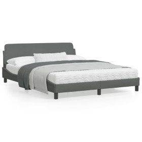 Bettgestell mit Kopfteil aus dunkelgrauem Stoff 160x200 cm von , Betten und Lattenroste - Ref: Foro24-373206, Preis: 195,56 €...
