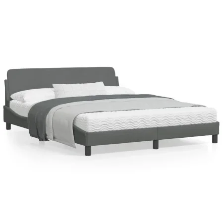 Bed frame with headboard dark gray fabric 160x200 cm by , Beds and slatted bases - Ref: Foro24-373206, Price: 190,35 €, Disco...