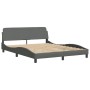 Bed frame with headboard dark gray fabric 160x200 cm by , Beds and slatted bases - Ref: Foro24-373206, Price: 195,56 €, Disco...