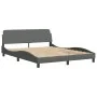Bed frame with headboard dark gray fabric 160x200 cm by , Beds and slatted bases - Ref: Foro24-373206, Price: 190,35 €, Disco...