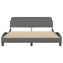 Bed frame with headboard dark gray fabric 160x200 cm by , Beds and slatted bases - Ref: Foro24-373206, Price: 195,56 €, Disco...