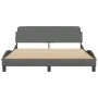 Bed frame with headboard dark gray fabric 160x200 cm by , Beds and slatted bases - Ref: Foro24-373206, Price: 190,35 €, Disco...