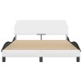 Estructura cama cabecero cuero sintético blanco negro 140x200cm de , Camas y somieres - Ref: Foro24-373204, Precio: 177,81 €,...