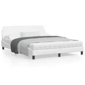Bettgestell mit Kopfteil aus weißem Kunstleder, 160 x 200 cm von , Betten und Lattenroste - Ref: Foro24-373219, Preis: 154,32...