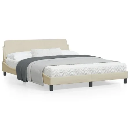 Bettgestell mit cremefarbenem Stoffkopfteil 160x200 cm von , Betten und Lattenroste - Ref: Foro24-373210, Preis: 151,38 €, Ra...