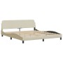 Bed frame with cream fabric headboard 160x200 cm by , Beds and slatted bases - Ref: Foro24-373210, Price: 189,44 €, Discount: %