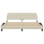 Bed frame with cream fabric headboard 160x200 cm by , Beds and slatted bases - Ref: Foro24-373210, Price: 189,44 €, Discount: %
