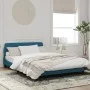 Bed frame with blue velvet headboard 140x200 cm by , Beds and slatted bases - Ref: Foro24-373196, Price: 152,76 €, Discount: %