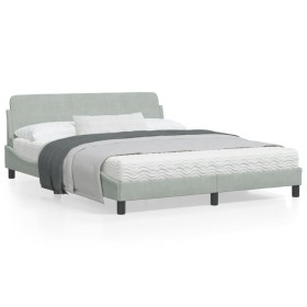 Bettgestell mit hellgrauem Samtkopfteil 160x200cm von , Betten und Lattenroste - Ref: Foro24-373212, Preis: 166,98 €, Rabatt: %