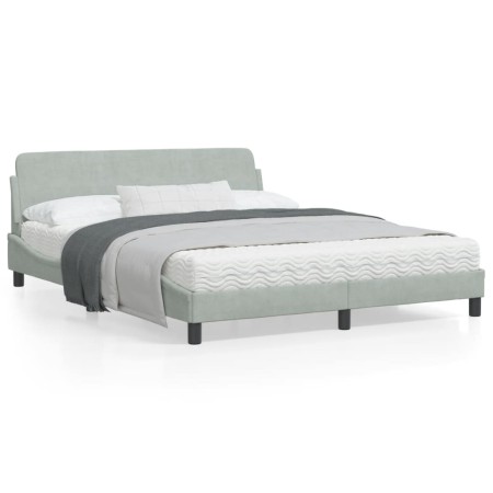 Estructura de cama con cabecero terciopelo gris claro 160x200cm de , Camas y somieres - Ref: Foro24-373212, Precio: 166,87 €,...