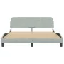 Bed frame with light gray velvet headboard 160x200cm by , Beds and slatted bases - Ref: Foro24-373212, Price: 164,91 €, Disco...