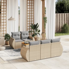 Garden sofa set with cushions 6 pieces beige synthetic rattan by , Garden sets - Ref: Foro24-3224890, Price: 417,75 €, Discou...
