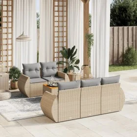 Garden sofa set with cushions 6 pieces beige synthetic rattan by , Garden sets - Ref: Foro24-3224890, Price: 455,76 €, Discou...