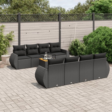 Set de sofás de jardín 8 piezas y cojines ratán sintético negro de , Conjuntos de jardín - Ref: Foro24-3257252, Precio: 590,2...