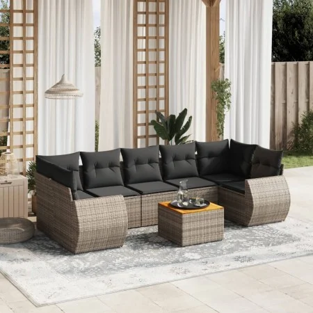 8-piece garden sofa set and gray synthetic rattan cushions by , Garden sets - Ref: Foro24-3257250, Price: 513,08 €, Discount: %