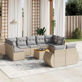 Gartensofa-Set mit beigen Kissen, 10-teilig, synthetisches Rattan von , Gartensets - Ref: Foro24-3257487, Preis: 664,39 €, Ra...