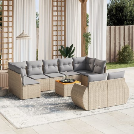 Garden sofa set with beige cushions 10 pieces synthetic rattan by , Garden sets - Ref: Foro24-3257487, Price: 663,43 €, Disco...