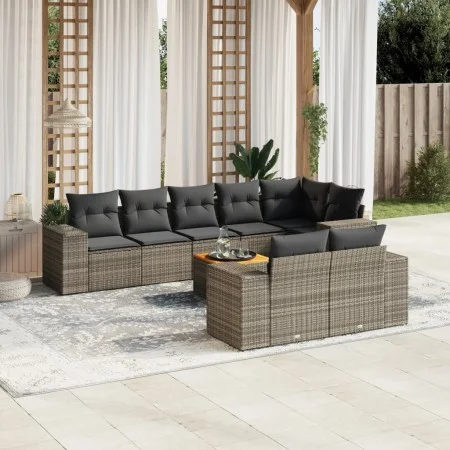 9-teiliges Gartenmöbel-Set und graue synthetische Rattankissen von , Gartensets - Ref: Foro24-3257866, Preis: 607,63 €, Rabat...