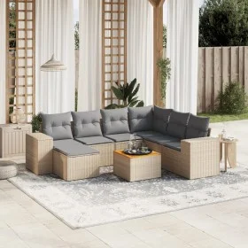 Gartensofa-Set mit beigen Kissen 8 Stück PE-Rattan von , Gartensets - Ref: Foro24-3257893, Preis: 528,03 €, Rabatt: %