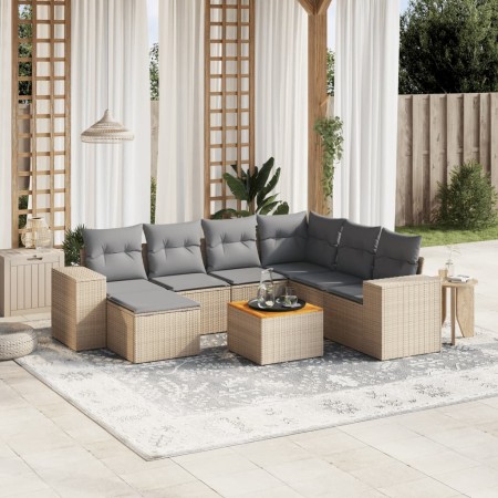 Garden sofa set with beige cushions 8 pcs PE rattan by , Garden sets - Ref: Foro24-3257893, Price: 508,96 €, Discount: %
