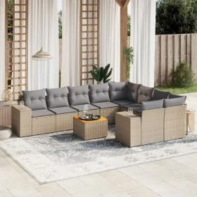 Garden sofa set with beige cushions 10 pieces synthetic rattan by , Garden sets - Ref: Foro24-3257935, Price: 675,45 €, Disco...
