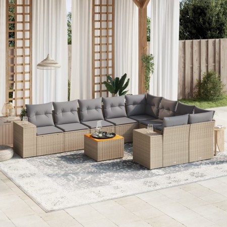 Garden sofa set with beige cushions 10 pieces synthetic rattan by , Garden sets - Ref: Foro24-3257935, Price: 674,41 €, Disco...