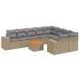 Garden sofa set with beige cushions 10 pieces synthetic rattan by , Garden sets - Ref: Foro24-3257935, Price: 675,45 €, Disco...