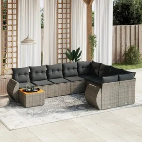 10-teiliges Gartensofa-Set mit grauen synthetischen Rattankissen von , Gartensets - Ref: Foro24-3257502, Preis: 615,50 €, Rab...