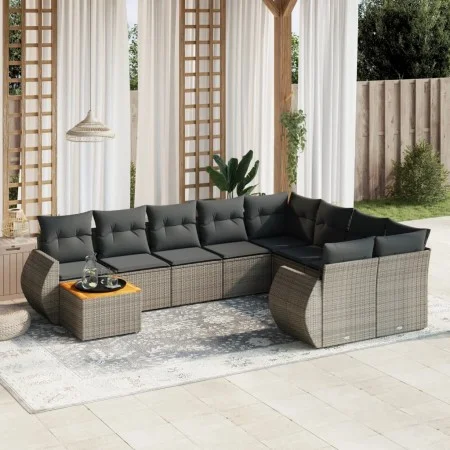 10-teiliges Gartensofa-Set mit grauen synthetischen Rattankissen von , Gartensets - Ref: Foro24-3257502, Preis: 615,50 €, Rab...